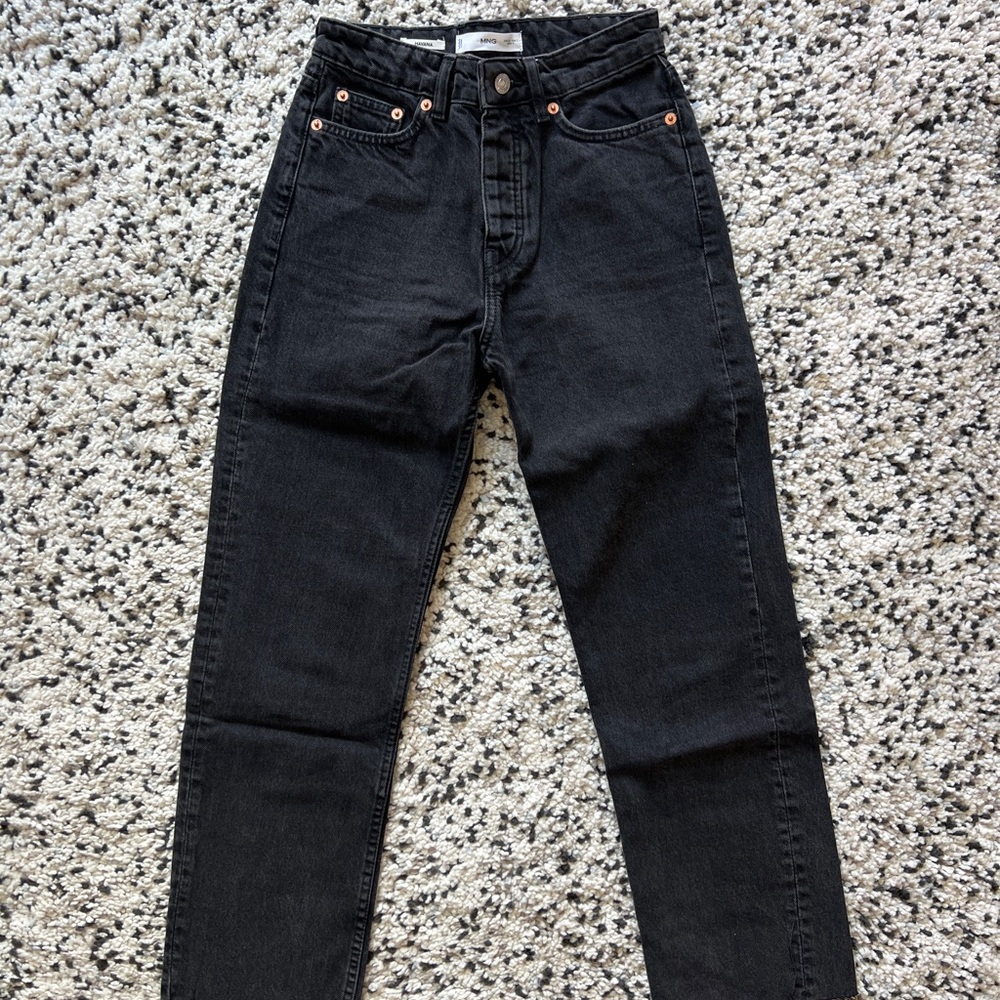 Mango Havana Black Straight Leg Jeans